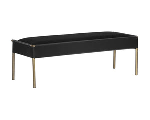 Sunpan Bellevue Upholstered Bench with Antique Brass Frame - Stylish, Unique Textures for Modern Spaces Abbington Black / Bravo Black