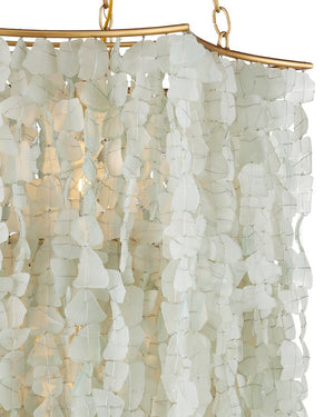 Currey & Company Verre De Mer Small Chandelier - Ocean-inspired Glass Lighting Fixture With Adjustable Height & Glow Gold Glass ,Wrought Iron 9000-1319-currey-company