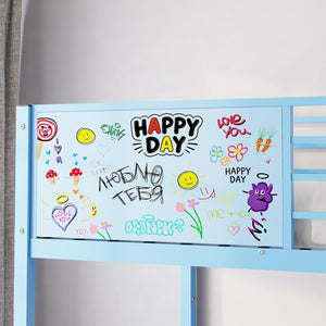 English Elm Metal Full Size Bunk Bed Convertible Steel Frame with Safety Guardrail for Kids W3752S00015