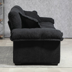 English Elm 84" Chenille Sofa Loveseat with Memory Foam & Pocket Springs, Plush Dual-Layer Comfort, Sturdy Frame Black W676S00009