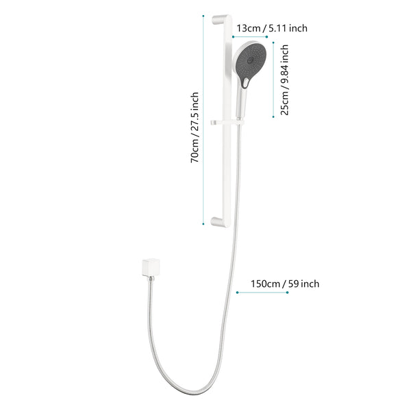 English Elm Eco-performance Stainless Handheld Shower Set with Slide Rail and Long Flex Hose W1272101891