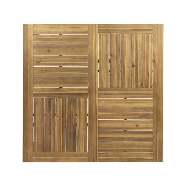 English Elm Christopher Knight Home® - LANKERSHIM 64 Teak Acacia Wood Dining Table 64” Square for 8, Slat Design, Bold Metal Legs, Durable Finish 66105.00