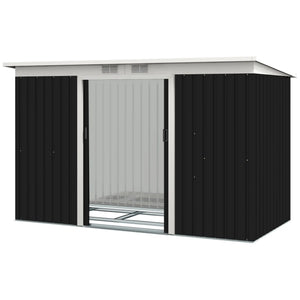 English Elm Garden Galvanized Steel Lean-to Shed with Lockable Double Doors for Backyard Storage T3971S00038