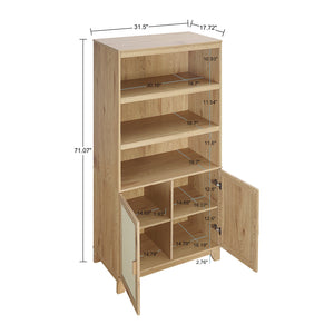 English Elm Sheridan 31" Bookcase Cabinet with 7 Shelves, Soft-Close Doors, Adjustable Shelves, Stylish Legs Natural B365P397893