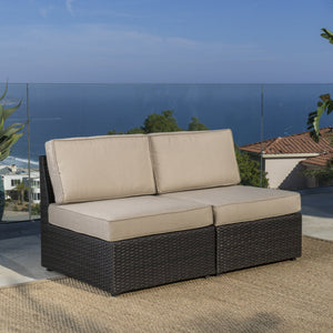 English Elm Santa Cruz Outdoor Wicker Sectional Armless Chair Set with Plush Weather Resistant Cushions Dark Brown 52976.00IRN