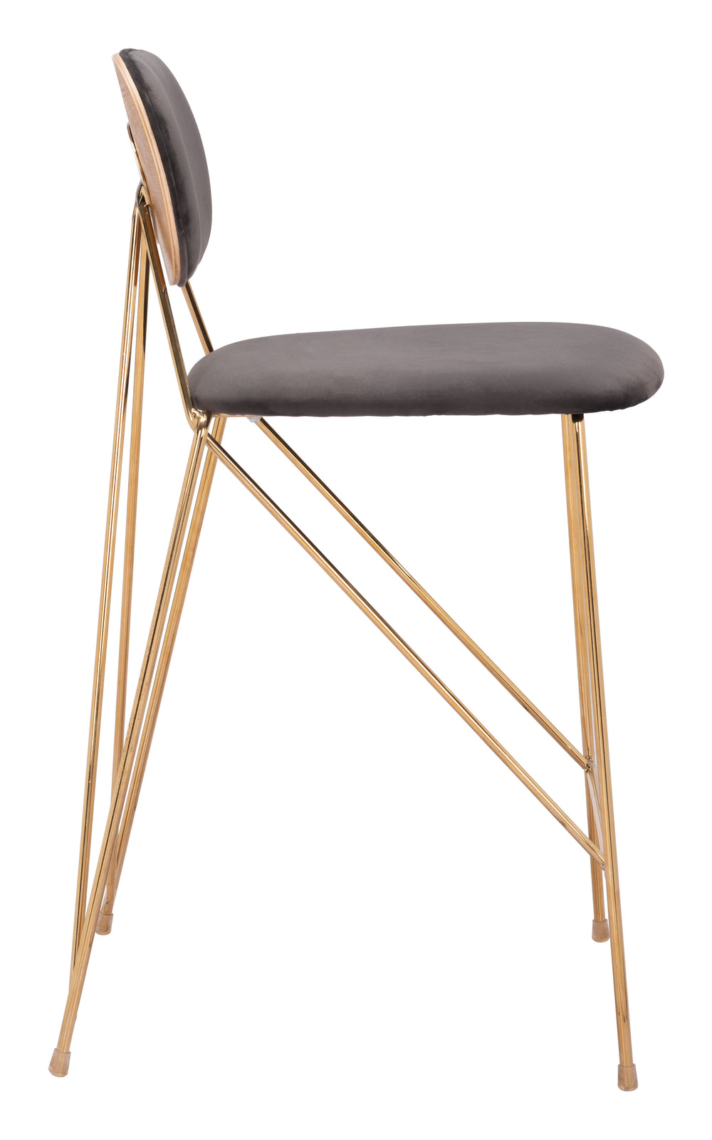 Georges Counter Stool - Set of 2 Gray & Gold 109662 Zuo Modern