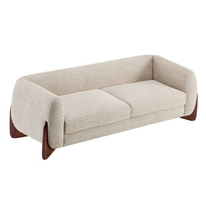 English Elm 82inches Boucle Textured Three Seat Sofa with Walnut Wedge Feet for Modern Living N771P205090V