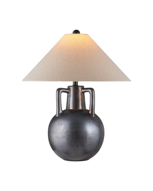 Currey & Company Autry Table Lamp - Unique Ceramic Jug Design With Hand-sprayed Glaze, Bronze Hardware & Empire Shade Gray Ceramic 6000-1035-currey-company