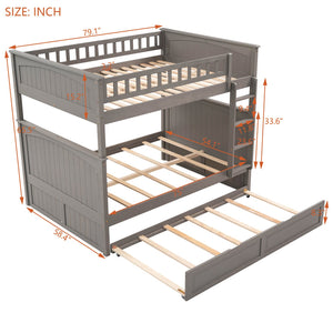 English Elm Full Over Bunk Bed with Trundle Solid Pine Wood Kids Bedroom Sleeper LT000044AAN-1