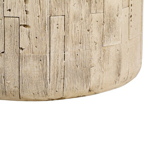 English Elm Outdoor Mgo Cylindrical Side Table Whitewashed Rustic Coastal Farmhouse Accent N765P382583W