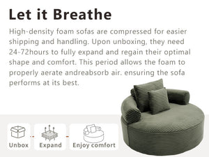 English Elm Round Cloud Sectional Sofa Bed with Memory Foam Fill for Small Space Living W3224P444270