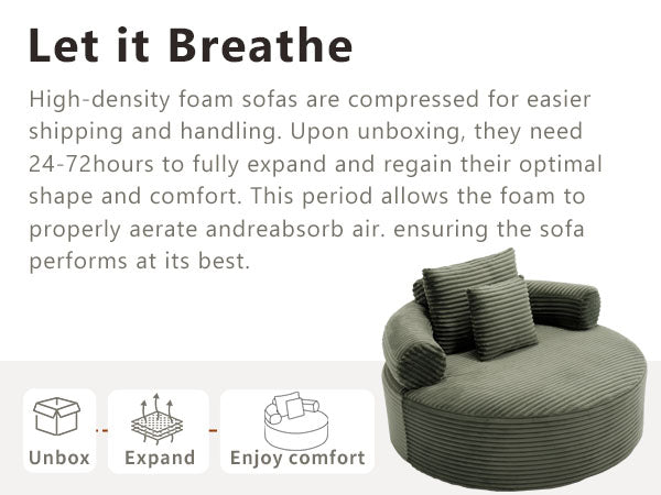 English Elm Round Cloud Sectional Sofa Bed with Memory Foam Fill for Small Space Living W3224P444270