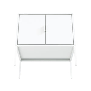 English Elm Ava Steel Accent Cabinet 24" — Contemporary Metal Storage with Adjustable Shelf, Slim Minimalist Design White B365P397878