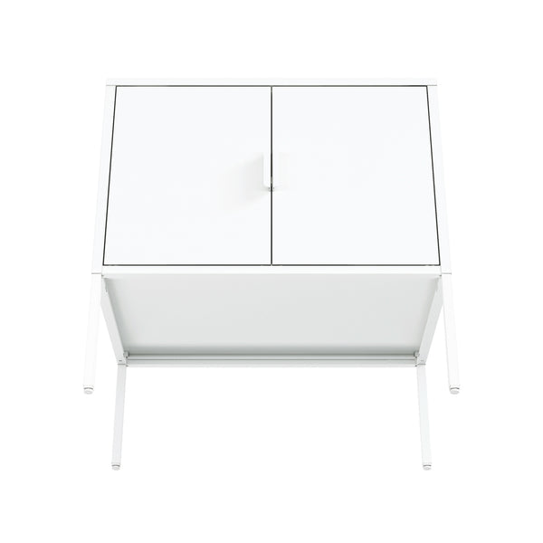 English Elm Ava Steel Accent Cabinet 24" — Contemporary Metal Storage with Adjustable Shelf, Slim Minimalist Design White B365P397878