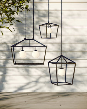 Currey & Company Denison Black Outdoor Lantern - Elegant Wrought Iron Design With Soft Glow For Patios & Porches Black Wrought Iron ,Glass 9500-0024-currey-company