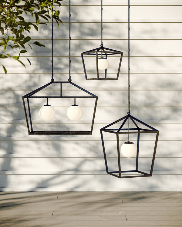 Currey & Company Denison Black Outdoor Lantern - Elegant Wrought Iron Design With Soft Glow For Patios & Porches Black Wrought Iron ,Glass 9500-0024-currey-company