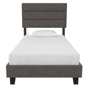 English Elm Paloma Linen Upholstered Bed Channel Tufted Headboard with Built-in Dual Usb Ports B2733P445252
