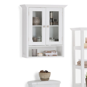 English Elm Acadian Double Door Wall Cabinet – Contemporary Pure White Storage With Adjustable Shelves & Style B136P158498