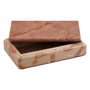 Leslie Rosa Marble Box – Handcrafted Rosa Cappuccino Marble with Unique Variations for Modern Décor