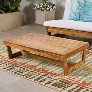 English Elm Christopher Knight Home® - SHERWOOD Teak Acacia Coffee Table with Slat Paneling and Bold Legs, Weather-Resistant, 39.5" L 64869.00