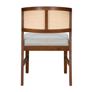 English Elm Rattan Back Armless Dining Chairs Upholstered Seat Rubberwood Frame Kitchen Set of 2 Walnut N842P400687W