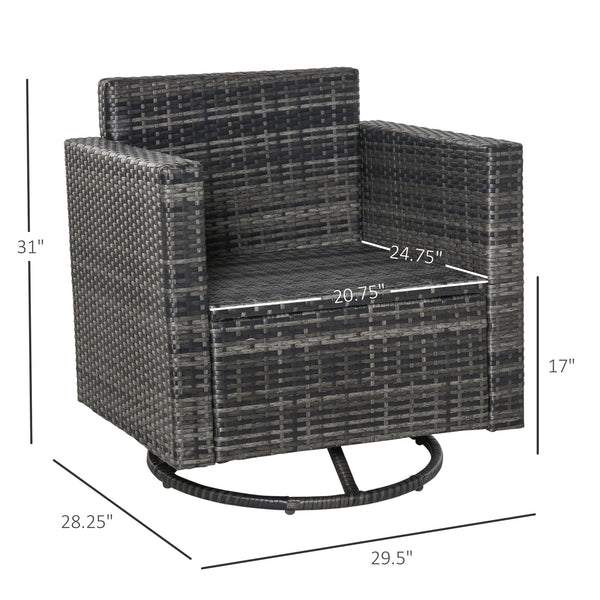 English Elm Rattan Outdoor Swivel Rocker Chair Pe Wicker Patio Seat with Cushioned Backrest T3971P388904