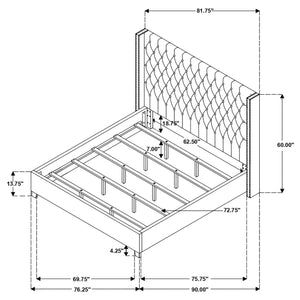 English Elm Lendra Grey Upholstered California King Wingback Bed - Elegant Button-Tufted Design & Modern Comfort B062S00707