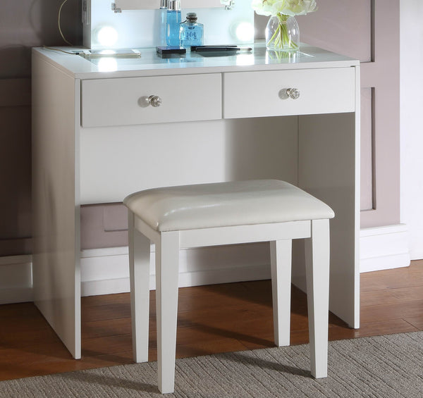 English Elm White Makeup Vanity with 10 LED Lights, USB & Power Outlet, Stool, 2 Drawers, Modern Luxurious Makeup Station B011P146014