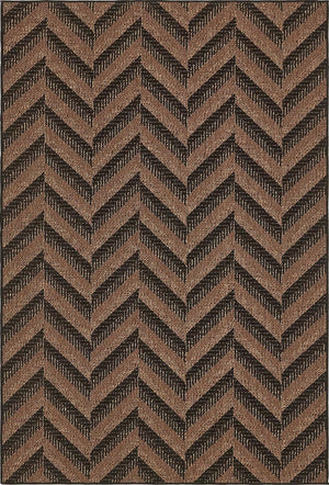 Unique Loom Outdoor Modern Chevron Machine Made Geometric Rug Brown, Brown/Black 6' 0" x 9' 0"