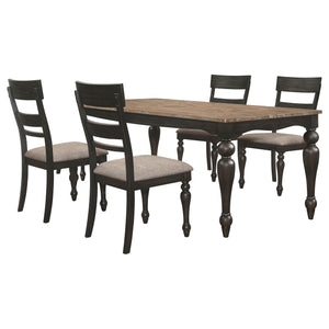 English Elm Kyle Brown 5-Piece Dining Set - Rustic Charm With Upholstered Seats & Classic Turned Legs For Comfort B062S01263