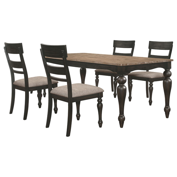 English Elm Kyle Brown 5-Piece Dining Set - Rustic Charm With Upholstered Seats & Classic Turned Legs For Comfort B062S01263
