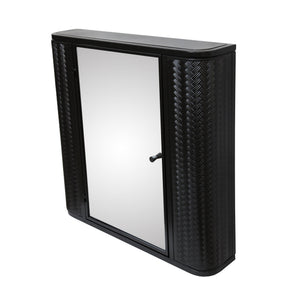 English Elm Wall-Mounted Antique Black Mirrored Medicine Cabinet with Steel Frame, 2 Shelves, Space-Saving Organizer W3122P272885
