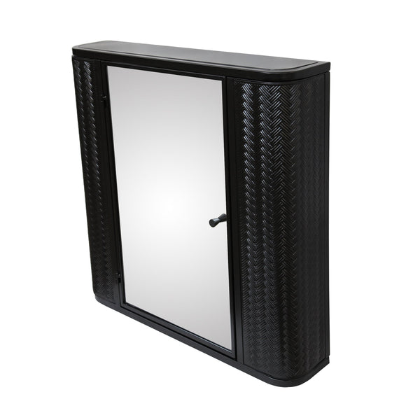 English Elm Wall-Mounted Antique Black Mirrored Medicine Cabinet with Steel Frame, 2 Shelves, Space-Saving Organizer W3122P272885