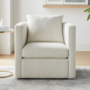 English Elm Sutton Ivory Performance Fabric Swivel Barrel Chair — Ultra-Soft, Stain-Resistant, Pocket Coil Comfort, Reversible Cushion, 360° Swivel B050P322582