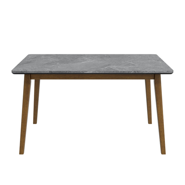 English Elm Portrush Marble Finish Dining Table with Walnut Legs Mid-century Modern Space B127P495091