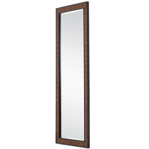 Dorian Floor Mirror - Artisan Oak Veneer Design with Diamond Patterns & Black Racing Stripes, 72" Tall