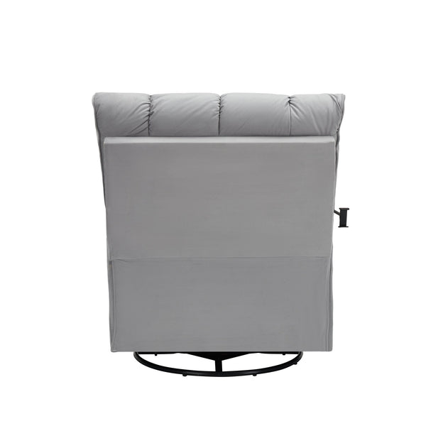 English Elm Single Teddy Upholstered Recliner Chair with Solid Wood Frame, Sponge Cushions & Phone Stand, Adjustable Back to 150° Gray W1278P212863