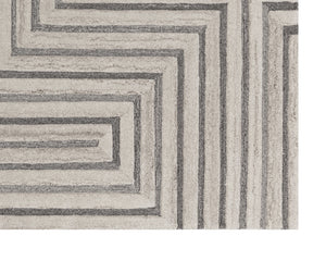 Sunpan Oslow Hand-Tufted Rug - Artisan-Crafted Wool with Unique Maze Pattern in Elegant Beige and Grey Hues 10' X 14'