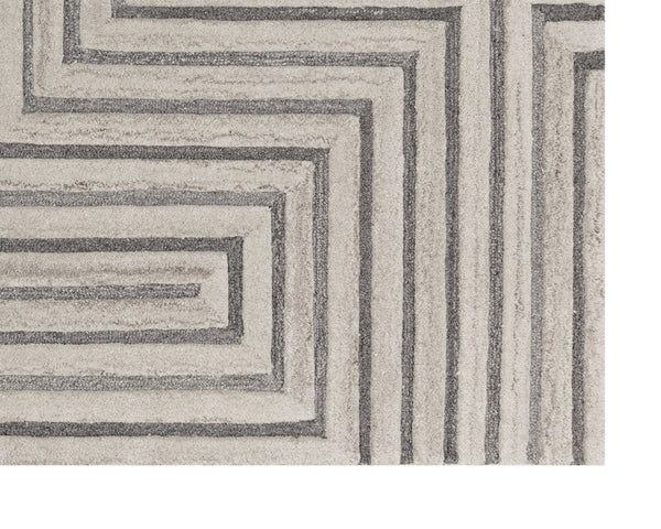 Sunpan Oslow Hand-Tufted Rug - Artisan-Crafted Wool with Unique Maze Pattern in Elegant Beige and Grey Hues 10' X 14'