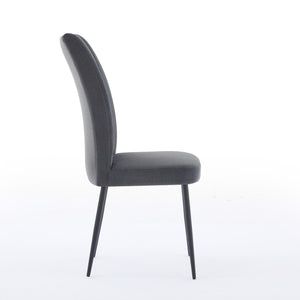 English Elm Adjustable Dark Grey Velvet Dining Chair Set Of 2 - Minimalist Iron Frame, Easy Assembly & Comfort W3615P340437