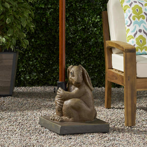 English Elm Christopher Knight Home® - RABBIT Light Brown Umbrella Base — Handcrafted Lightweight Concrete with Iron Tube, 13.5" Sq, Durable 67767.00LBRN