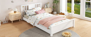 English Elm Twin Low Profile Floor Bed with Guardrails Pine Wood Frame Minimalist Bedroom White W1580P438797