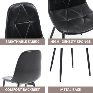 English Elm Dining Chairs Set Of 4 - Modern Ergonomic Faux Leather With Metal Legs For Stylish Dining Spaces W3112P262800