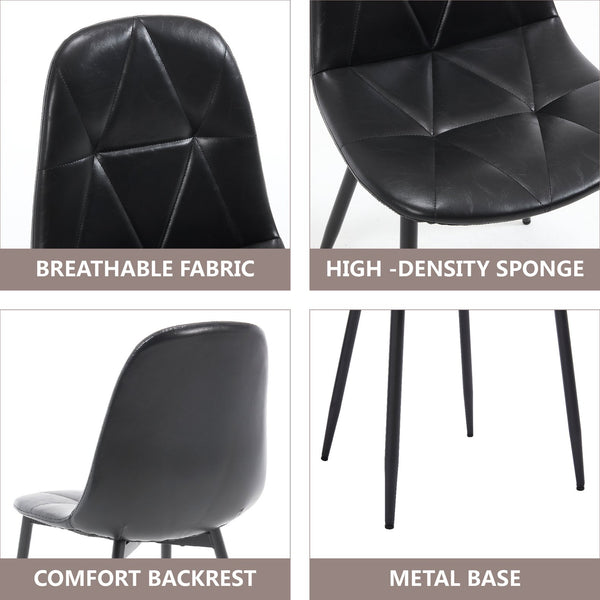 English Elm Dining Chairs Set Of 4 - Modern Ergonomic Faux Leather With Metal Legs For Stylish Dining Spaces W3112P262800