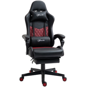 English Elm Vinsetto Racing Gaming Chair - Ergonomic Pu Leather Recliner With Lumbar Support & Footrest, Black W2225P217512-GIGA