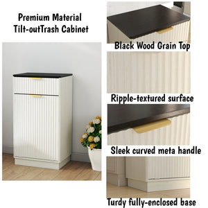 English Elm 10-gallon Tilt-out Antique White Cabinet Woodgrain Finish with Wave Drawer Hidden Bin W2557P365719