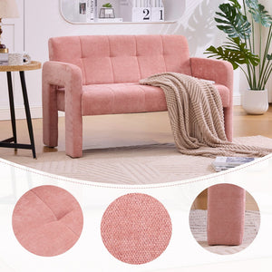 English Elm Nordic Ergonomic Double Armchair Upholstered Chenille Sofa 2-Seater Compact Lounge Chair 550LB Capacity Pink W395P380535