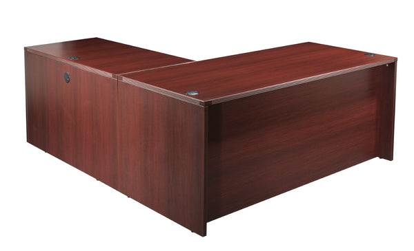 OSP Home Furnishings Napa Executive L Shaped Workstation with Locking Drawers and Integrated Wire Management Mahogany NAPMAH-TYP9