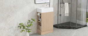 English Elm 18.6" Bathroom Vanity with Sink and Ceramic Top, MDF Cabinet with Door, TP Holder & Shelf Natural N725P212181N