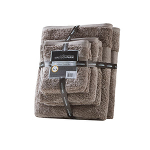 JLA Home Madison Park Signature - 100% Egyptian Cotton Luxe 6-Piece Towel Set — 650 GSM Spa-Soft, Highly Absorbent, OEKO-TEX Gold Certified Dark Taupe MPS73-427